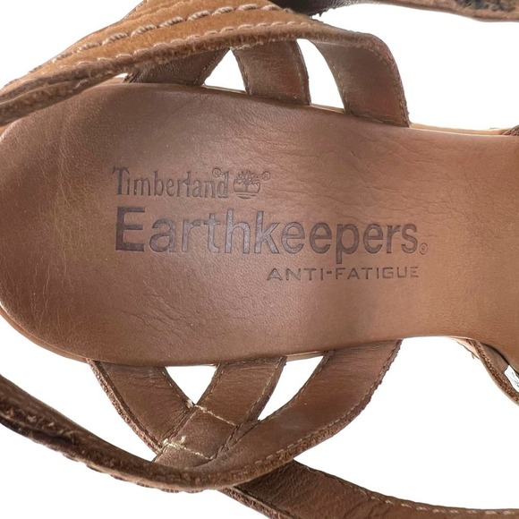 TIMBERLAND Maeslin Buckle Leather Cork Heel Wedge Sandal Womens Size 9 - Picture 11 of 16